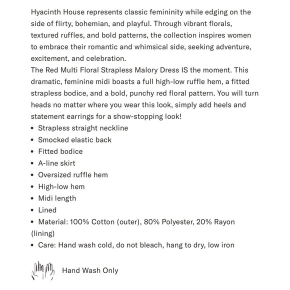 Hyacinth House Tuckernuck Dress L Multicolor Floral High Low Strapless Ruffled - Picture 16 of 16